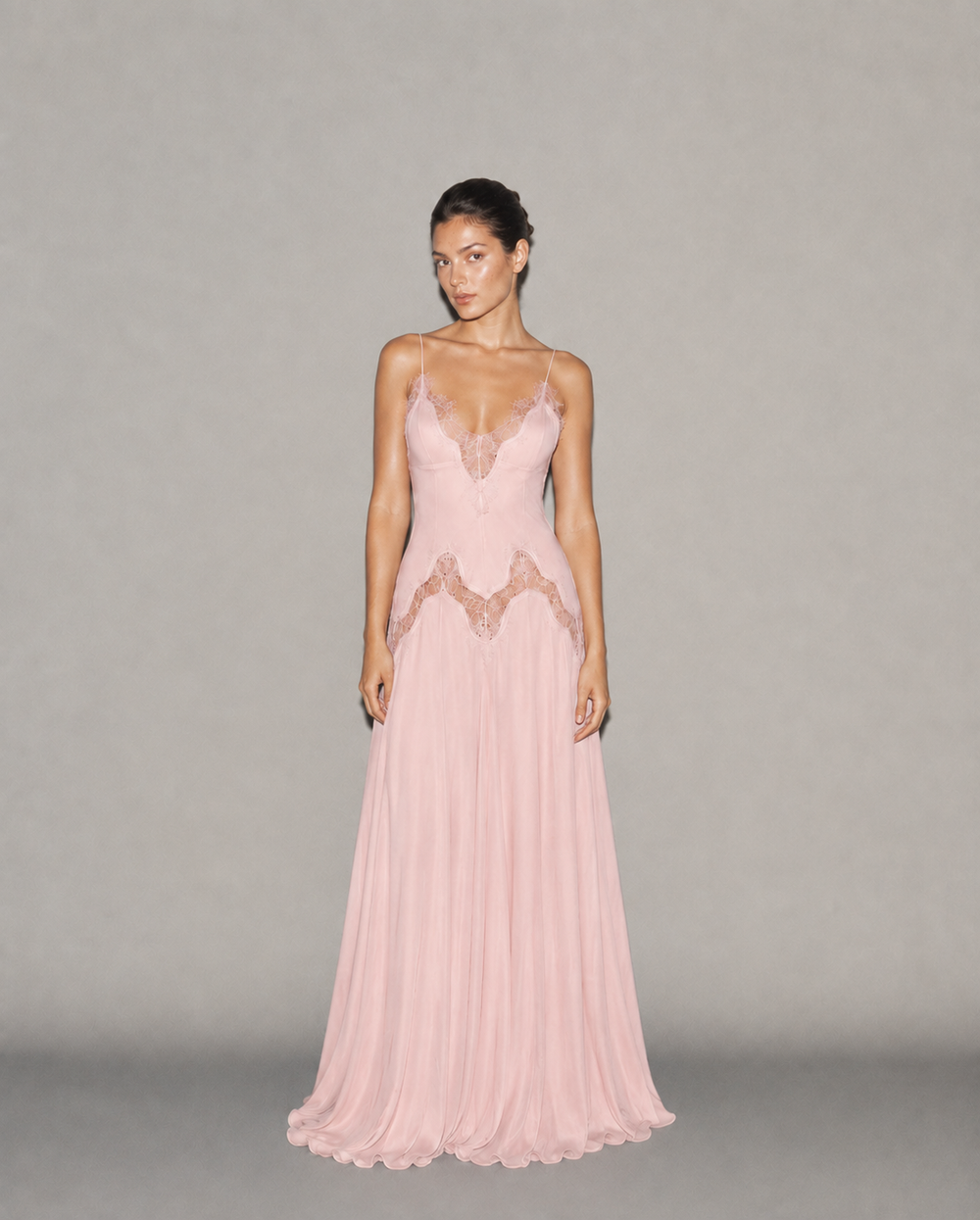 Selene Dress Baby Pink, vista frontale #BabyPink