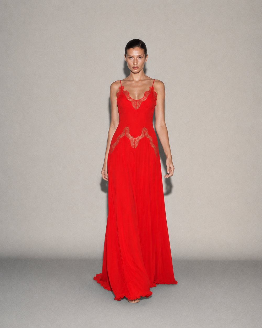 Selene Dress Cherry Red, vista frontale #CherryRed