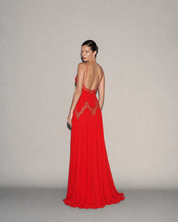 Selene Dress Cherry Red, vista posteriore #CherryRed