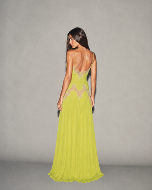 Selene Dress Lime Green, vista posteriore #LimeGreen