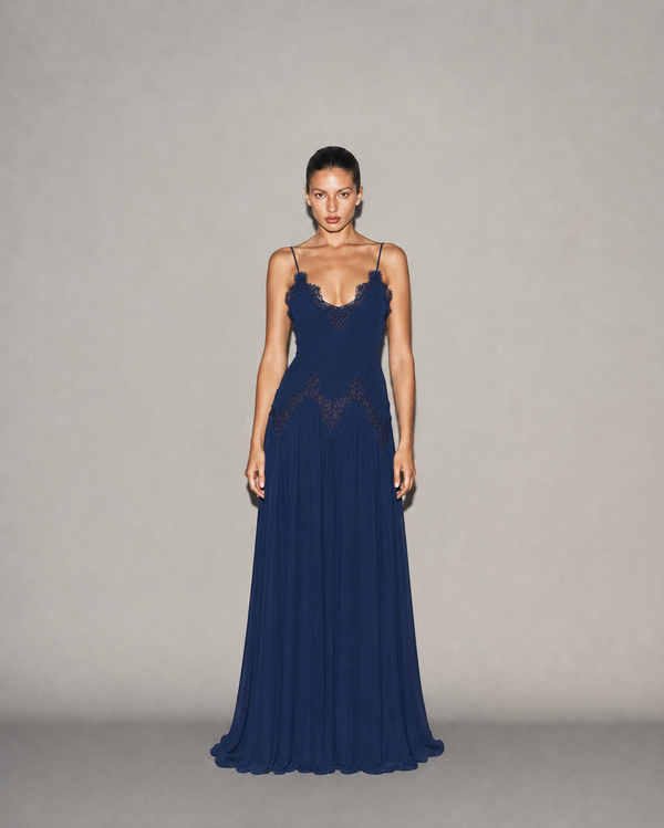 Selene Dress Night Blue, vista frontale #NightBlue